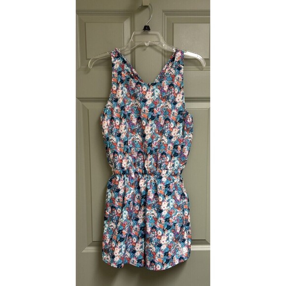 THE NORTH FACE Amphibious Active Romper Girls XL 14/16 Blue Floral Short Stretch - Picture 3 of 16